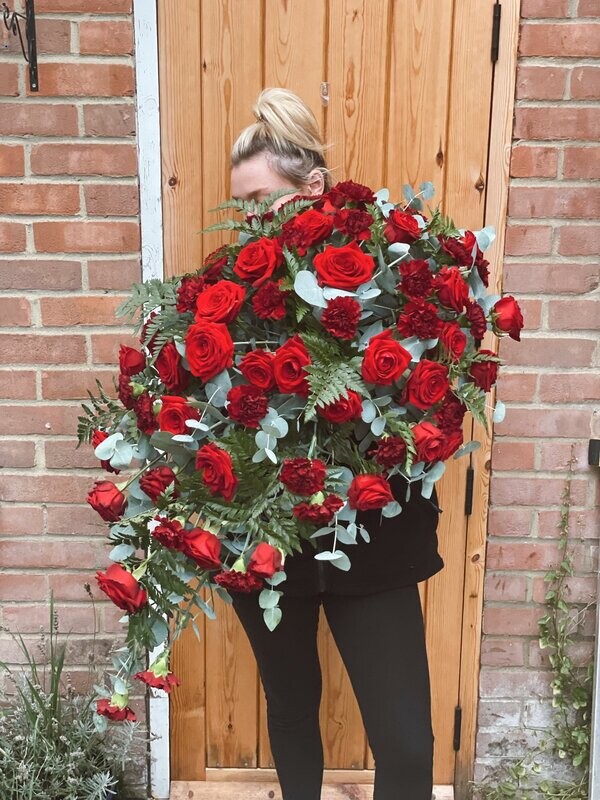 Rose & Carnation Spray Funeral Flowers Tribute  (available in different colours)
