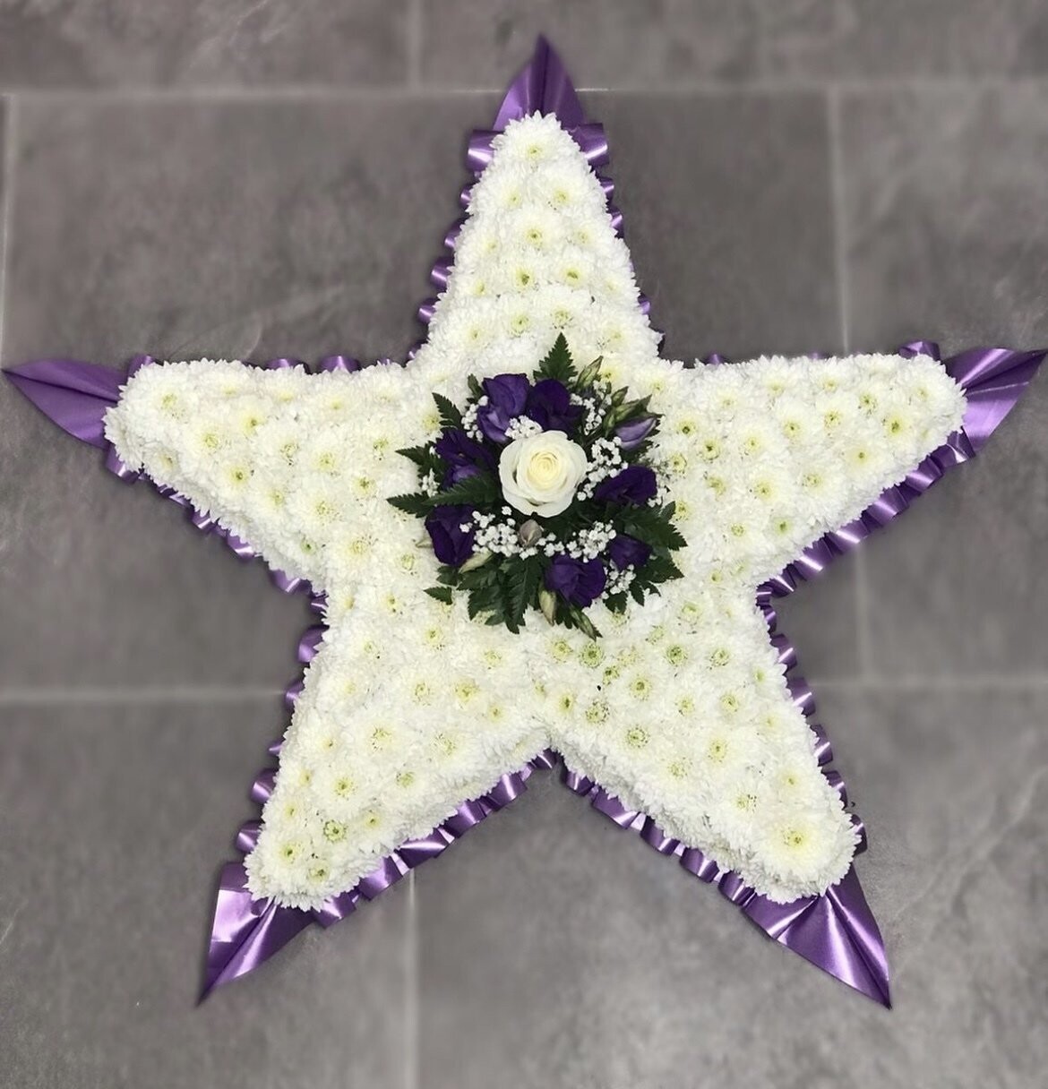 5 Point Star Funeral Tribute (choose your colour ribbon)