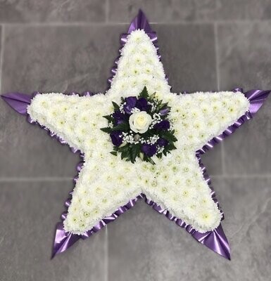 5 Point Star Funeral Tribute (choose your colour ribbon)