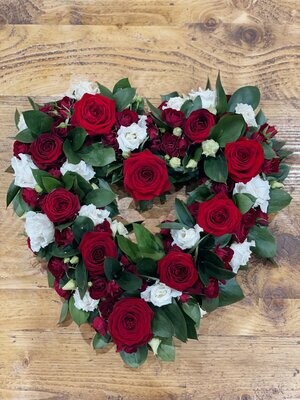 Red & White Open Heart Funeral Tribute (available in different sizes)