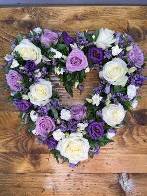 Lilac & White Open Heart Funeral Tribute (available in different sizes)
