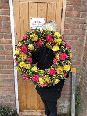 Vibrant Wreath Funeral Tribute (available in different sizes)