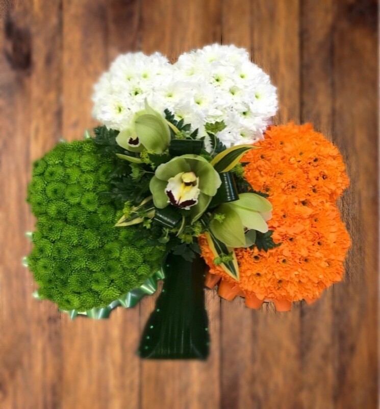 Shamrock in Irish Flag Colours Funeral Tribute