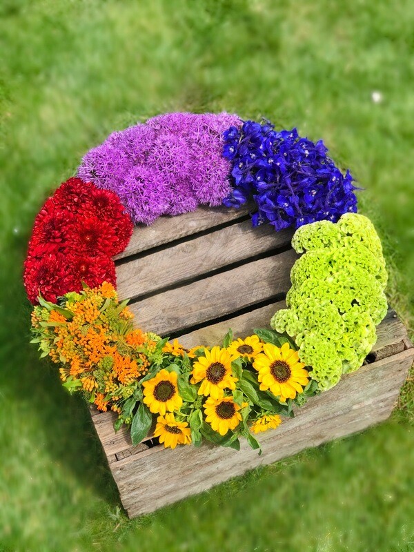 Rainbow Wreath Funeral Tribute