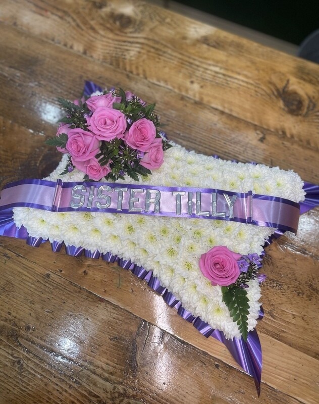 Based white pillow Funeral Tribute (available in different sizes & colours)
