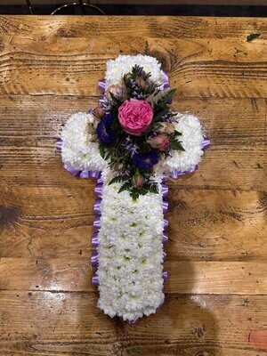 Based Cross Funeral Flowers Tribute (available in different colours)
