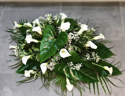 Green & White Spray Funeral Flowers Tribute (available in different colours)