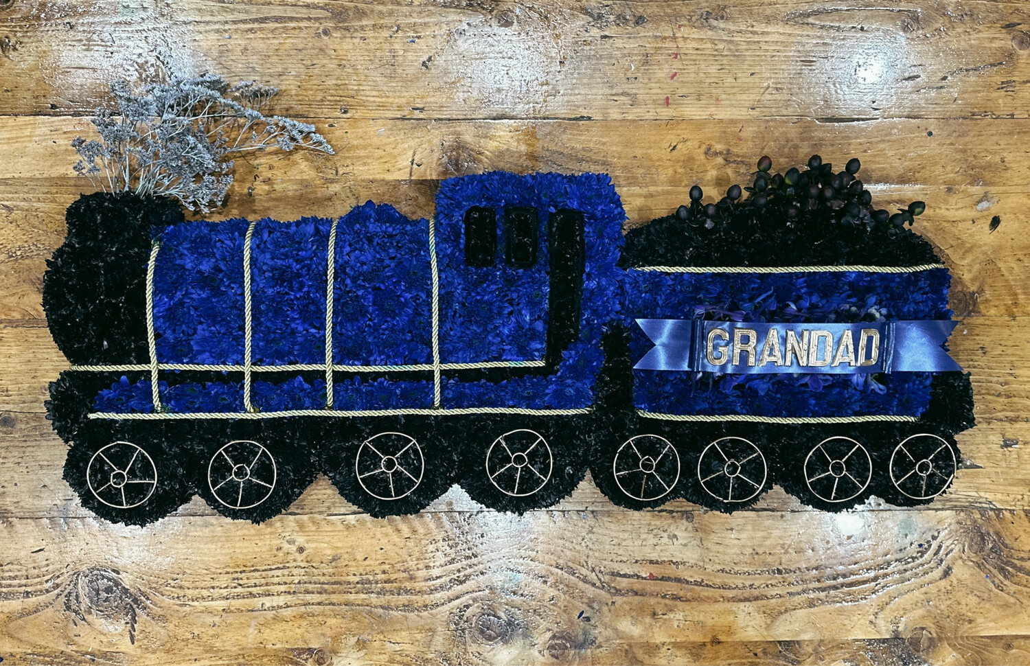 Steam Train Funeral Tribute Blue