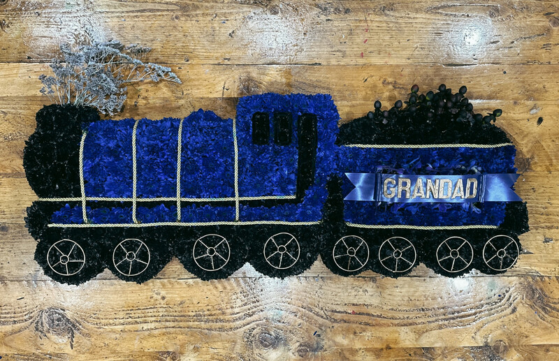 Steam Train Funeral Tribute Blue