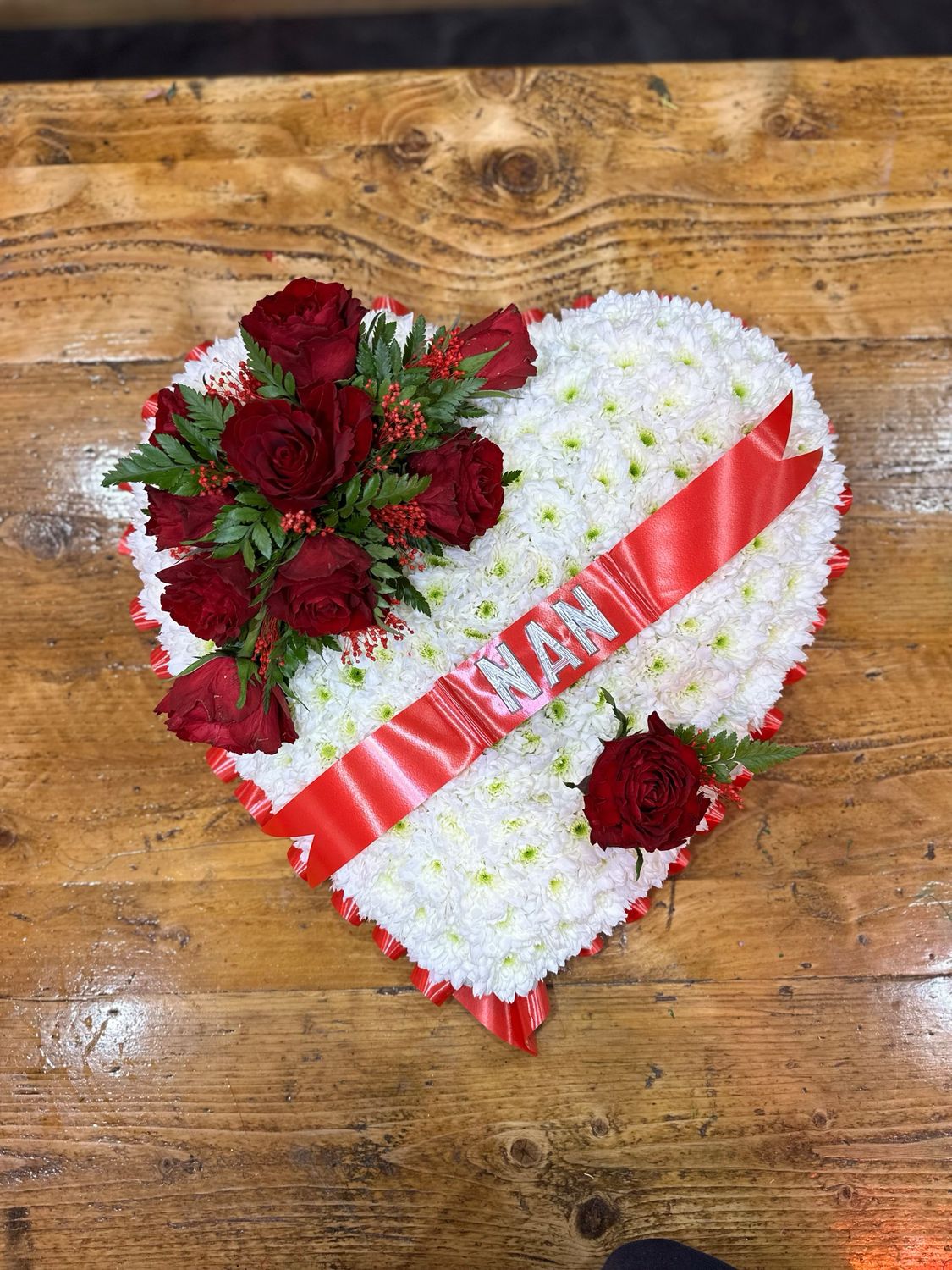 Based White Heart Funeral Tribute (available in different sizes & colours)