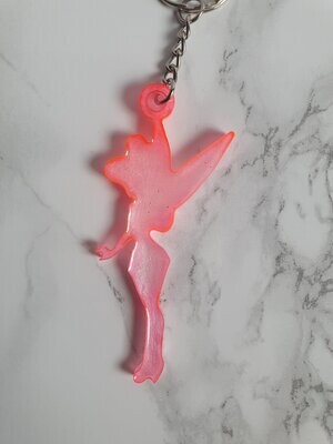 Porte clé Fée rose nacré et rouge