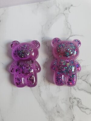 Magnet Ourson violet à paillettes