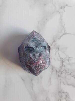 Magnet tête de gorille galaxy à paillettes argentées