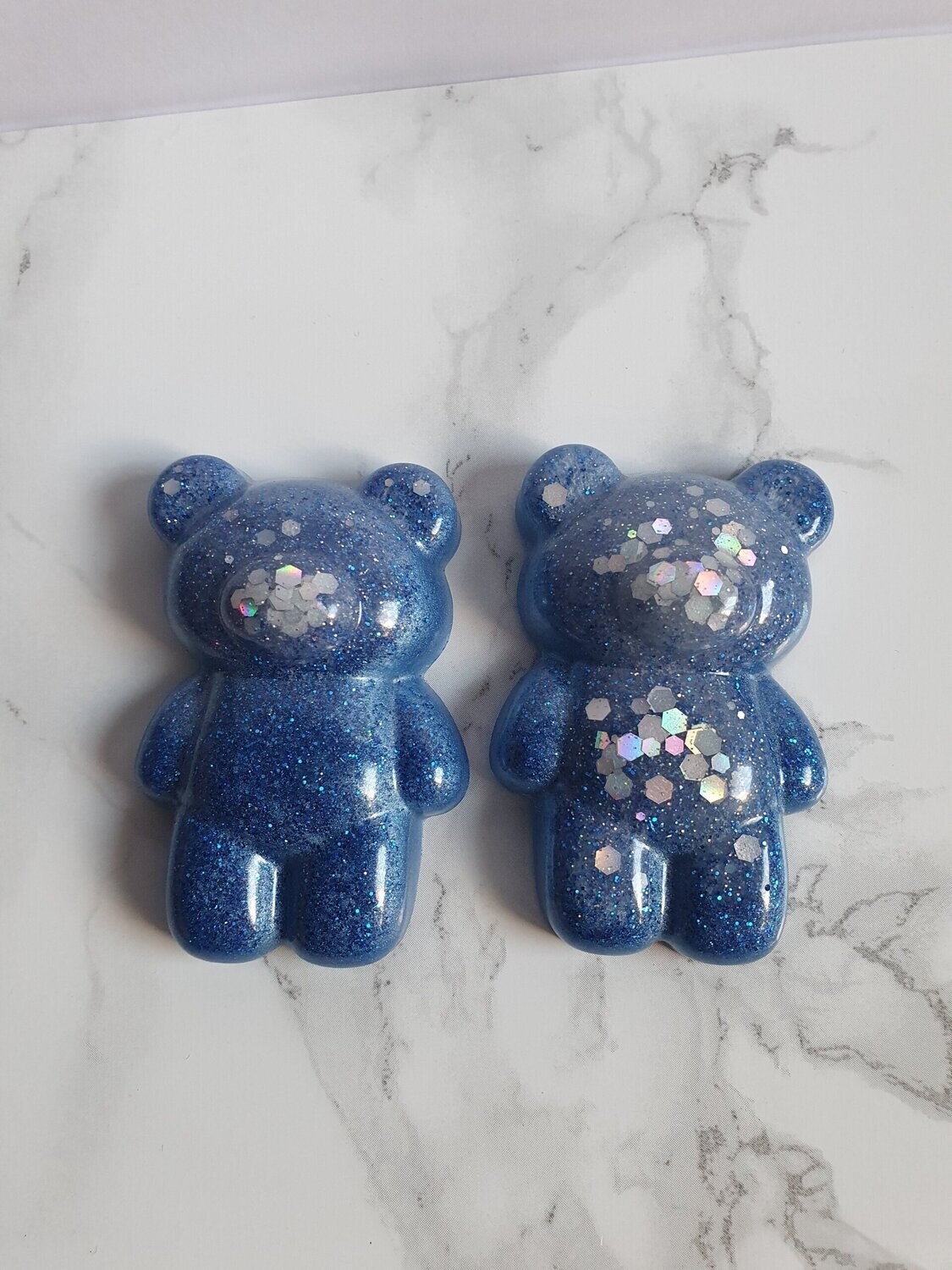 Magnet Ourson bleu à paillettes argentées