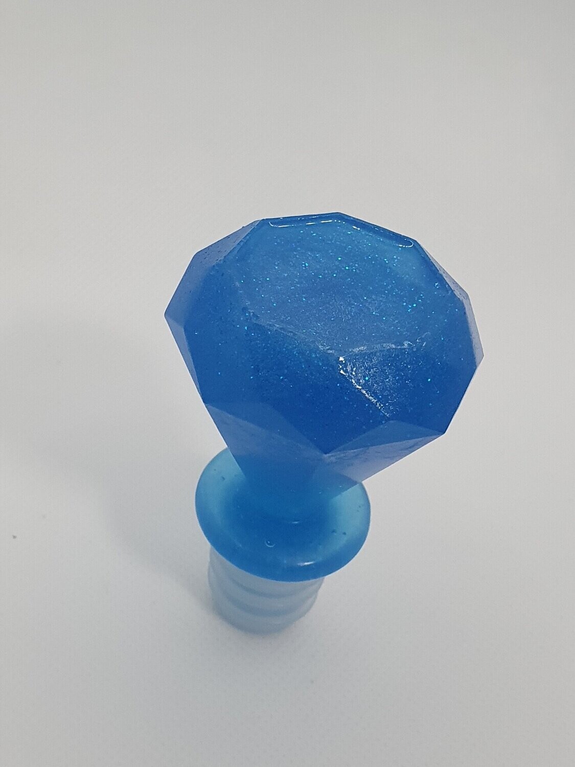 Bouchon de bouteille Diamant bleu azur et paillettes holographiques