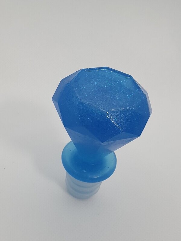 Bouchon de bouteille Diamant bleu azur et paillettes holographiques