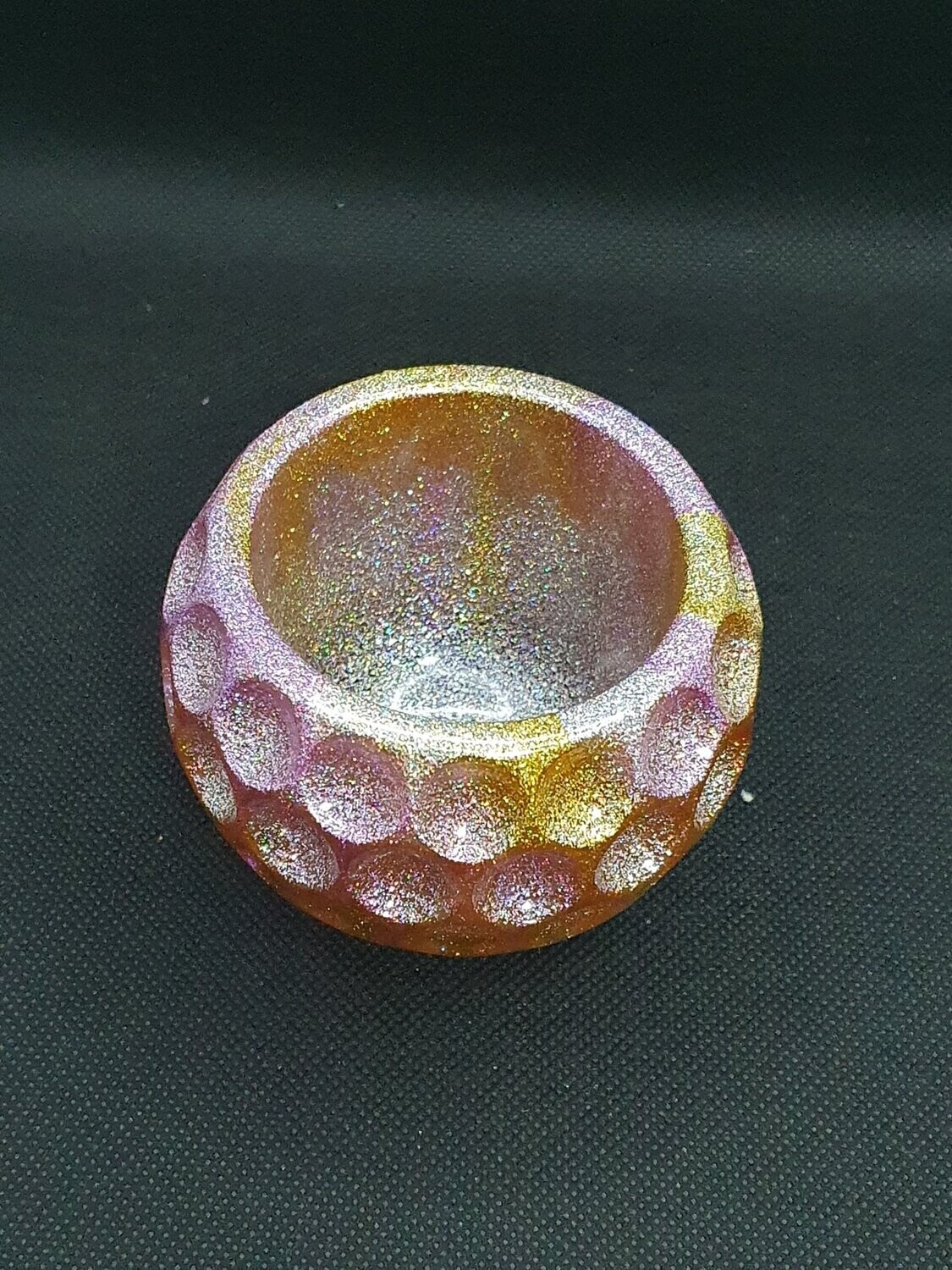 Photophore boule rose, jaune et argent