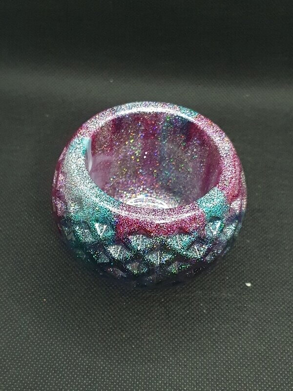 Photophore boule framboise, vert et argent