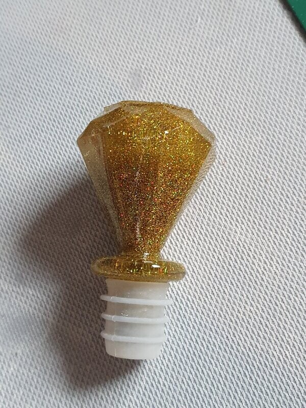 Bouchon de bouteille Diamant pailleté doré