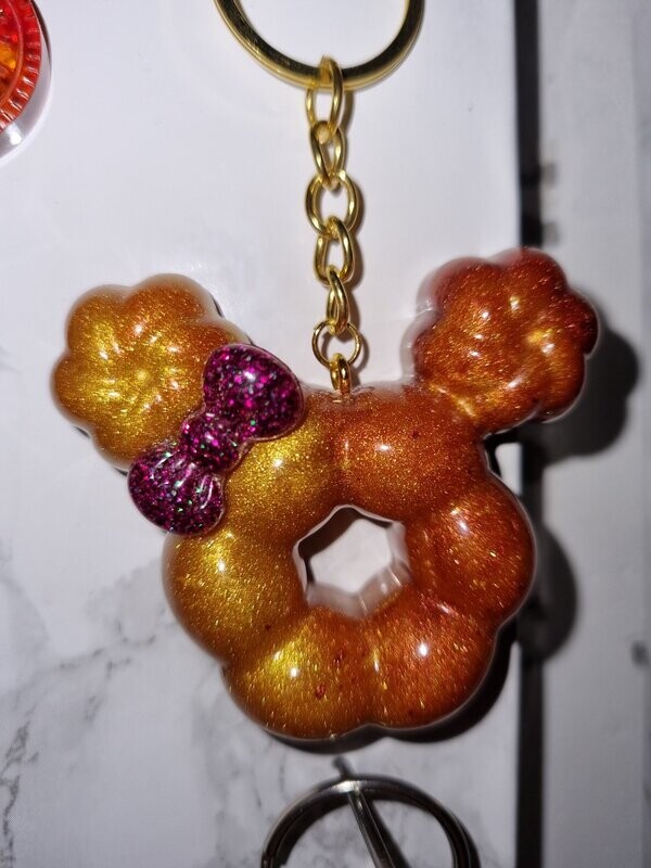 Porte clé Donuts Minnie bronze et or