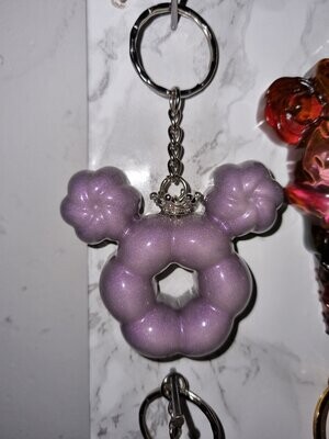 Porte clé Donuts Minnie blanc reflets violets