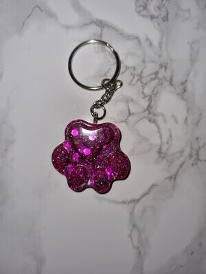 Porte de clé Patte rose à paillettes