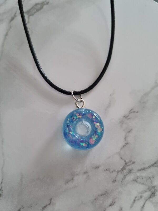 Collier résine Donut's bleu à confettis