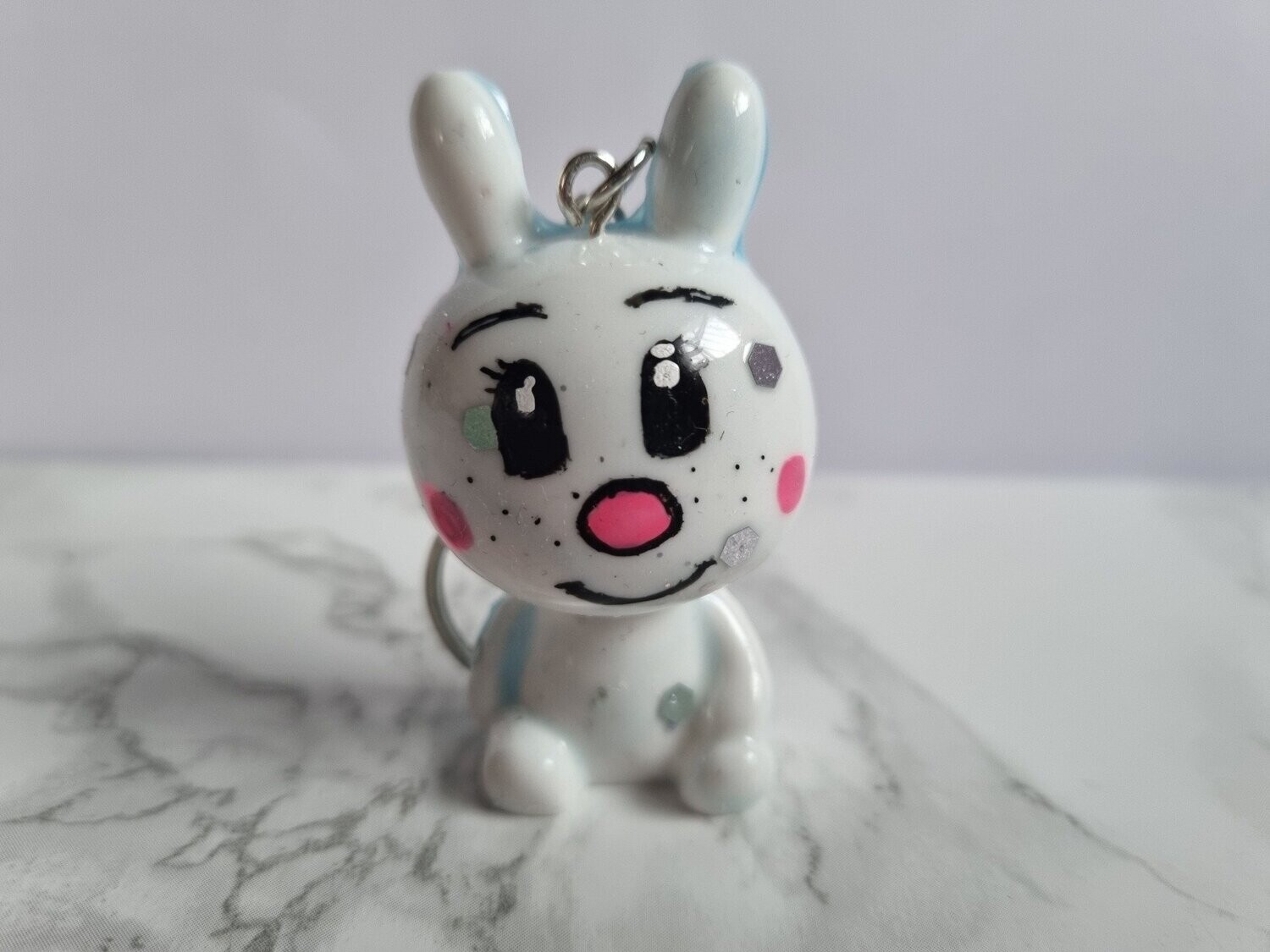 Porte clé Zanimos Lapin blanc à paillettes