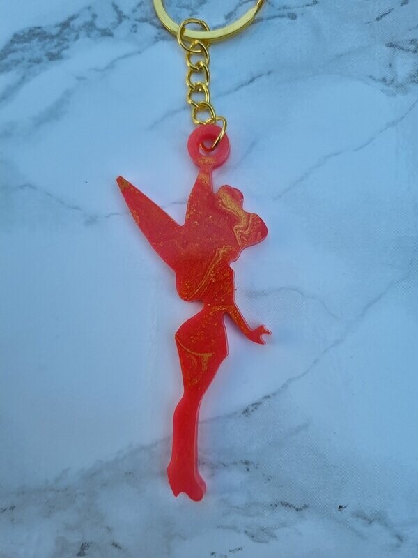 Porte clé Fée rouge et doré