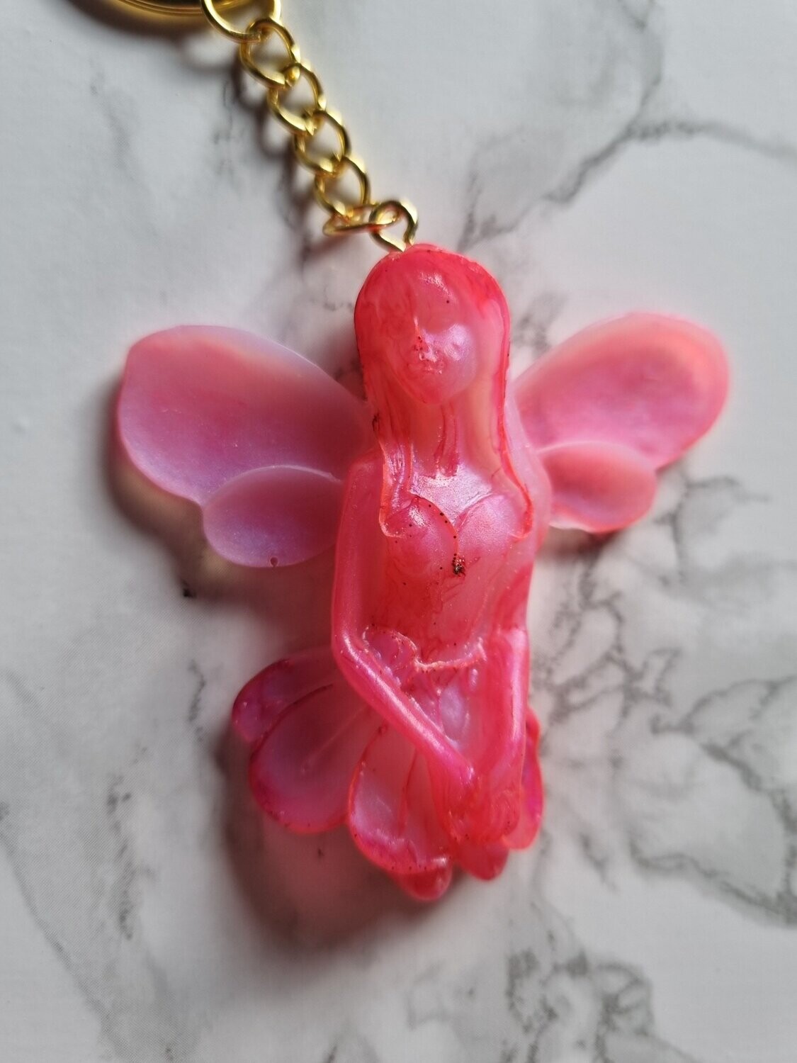 Porte clé Fée rose nacré