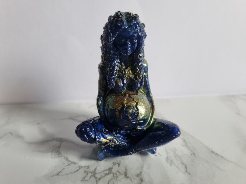 Déesse Gaïa bleu et doré