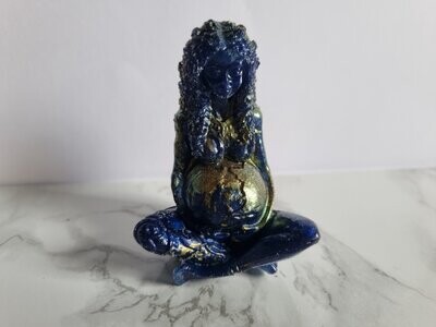 Déesse Gaïa bleu et doré