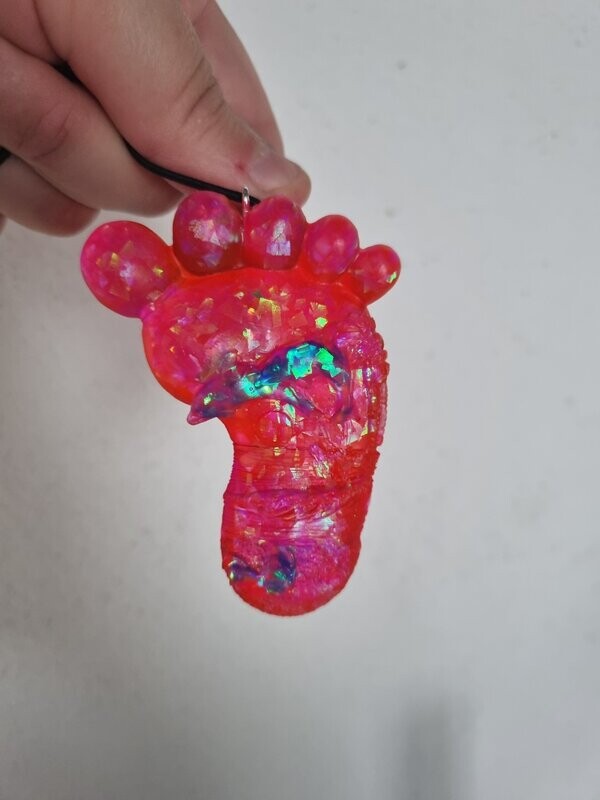 Pied nu dauphins rose et bleu confettis holographiques
