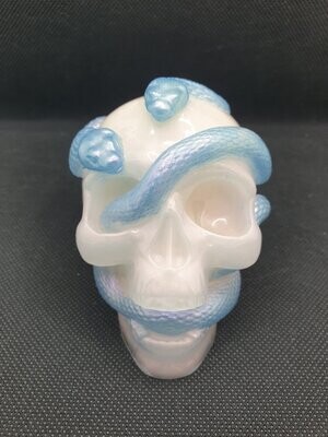 Skull et serpents blanc et bleu caméléon