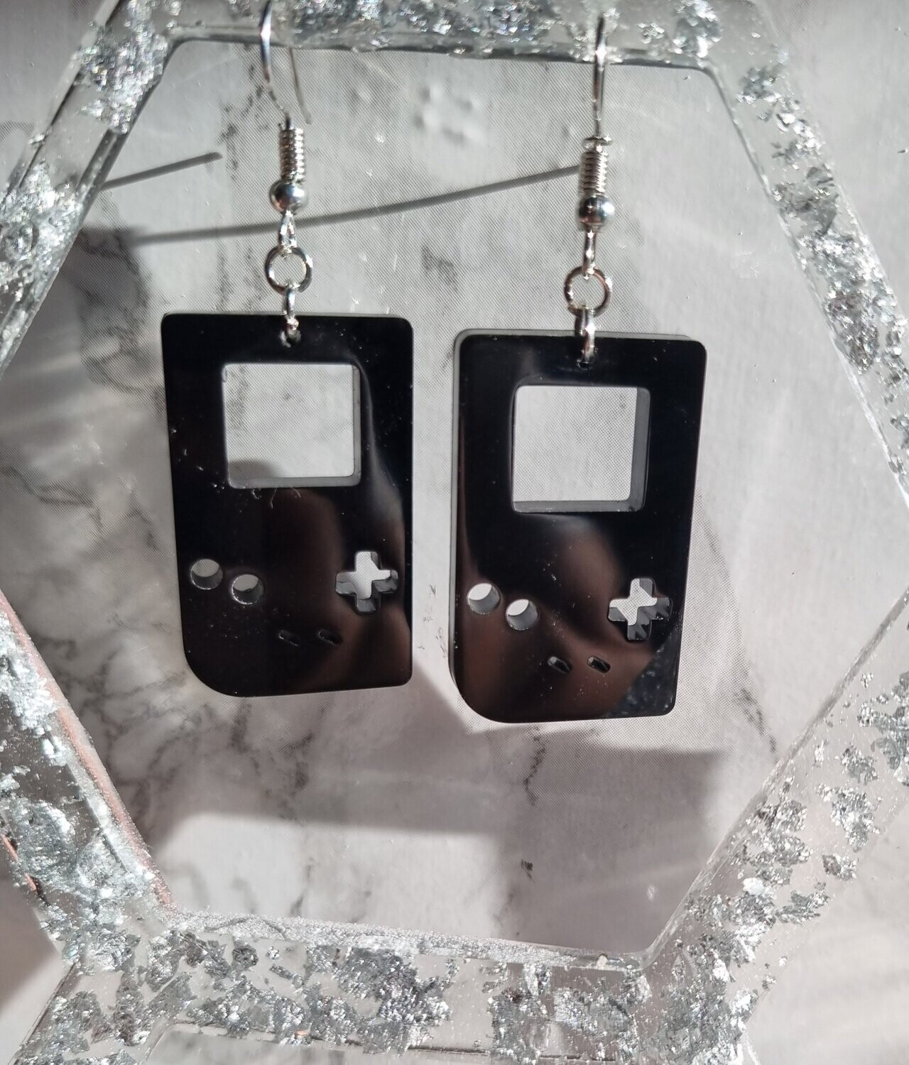 Boucles d'oreilles game boy noires