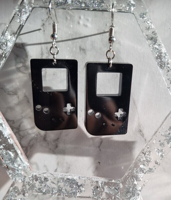 Boucles d'oreilles game boy noires