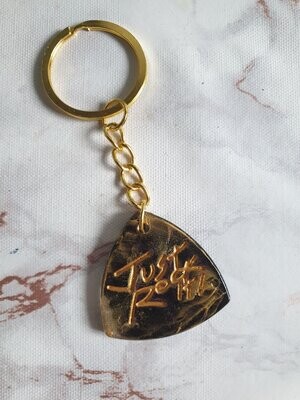 Porte clé médiator noir et or Rock'n Roll