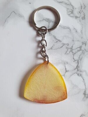 Porte clé médiator jaune brun Porte clé médiator jaune brun