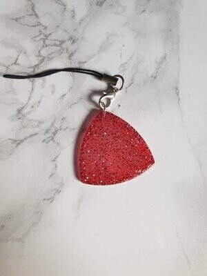 Porte clé médiator rouge pailleté