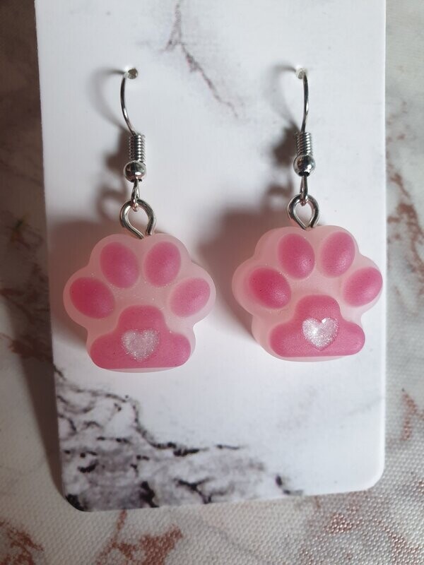 Boucles d'oreilles Pattes roses mat