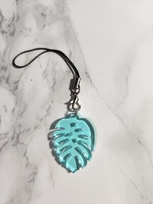 Porte clé feuille bleu lagon