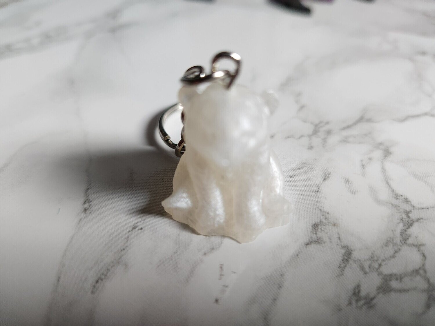 Porte clé mini ours polaire blanc nacré