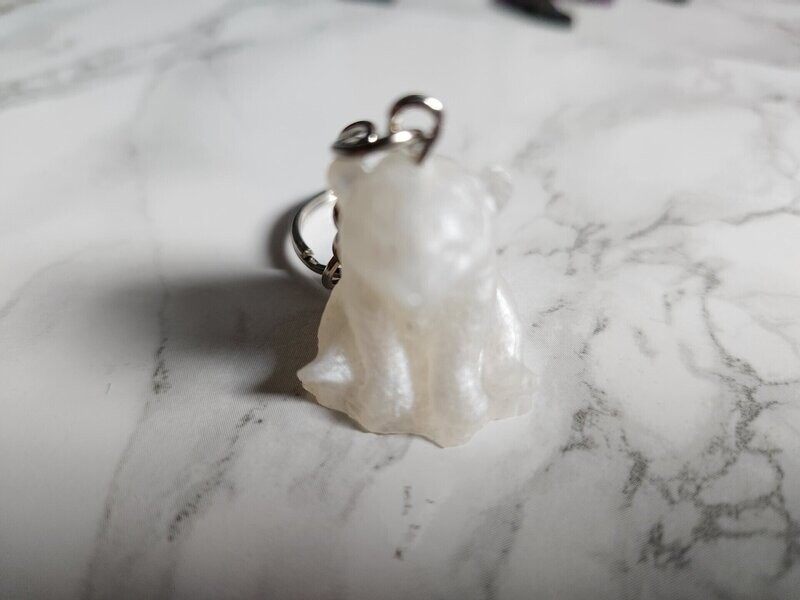 Porte clé mini ours polaire blanc nacré