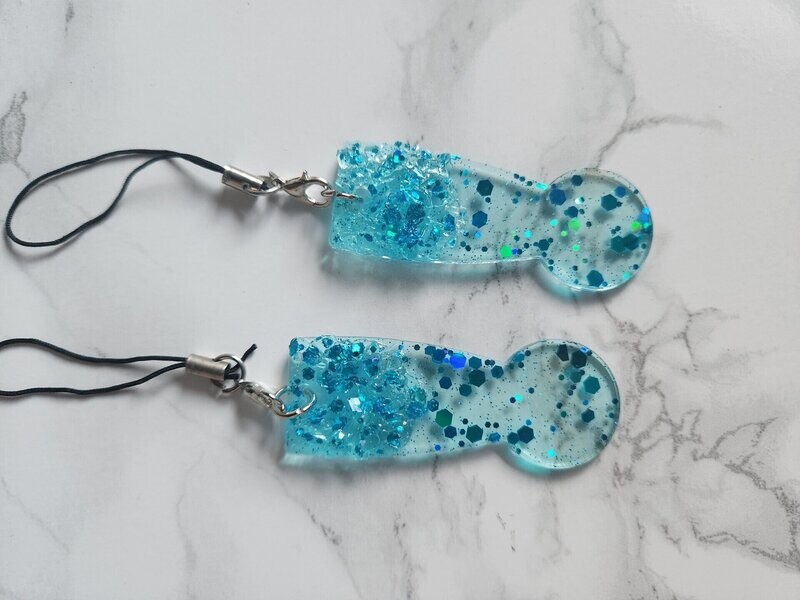 Jeton de caddie bleu et paillettes avec cristaux