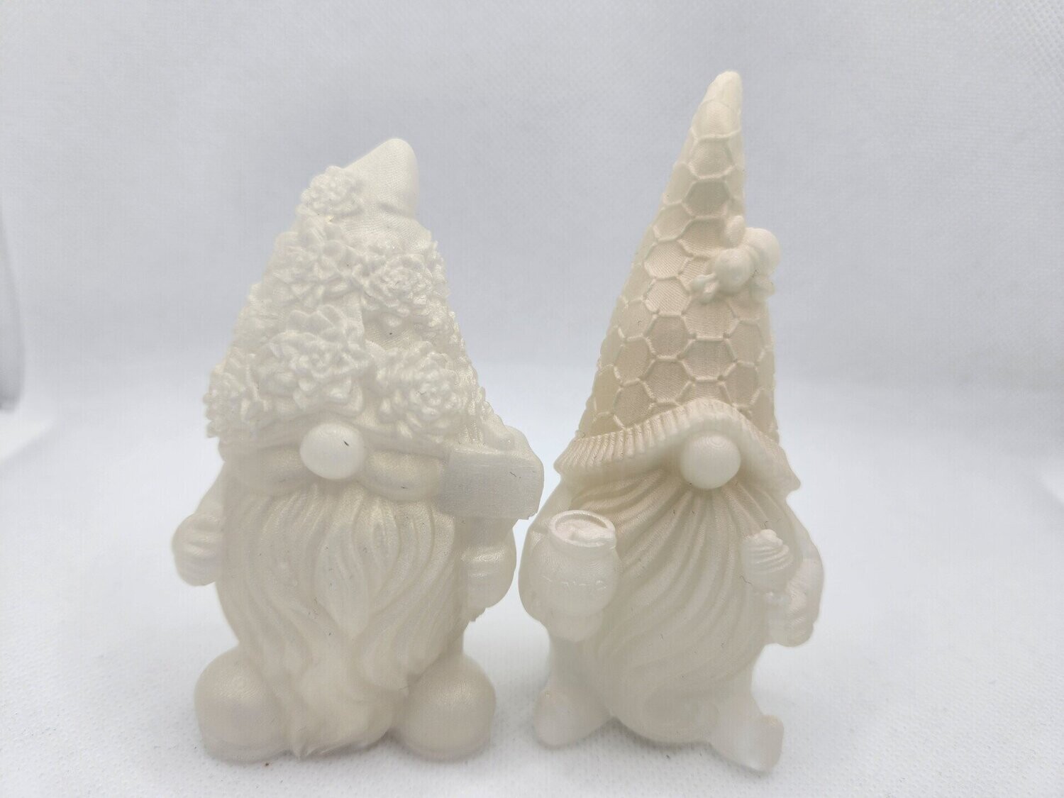 Lot de 2 gnomes blanc à reflets cuivrés