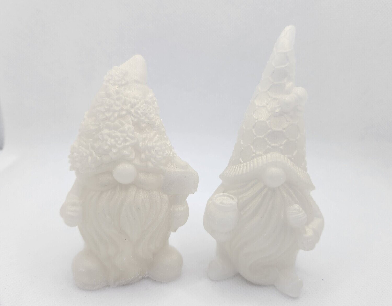 Lot de 2 gnomes blanc à reflets dorés