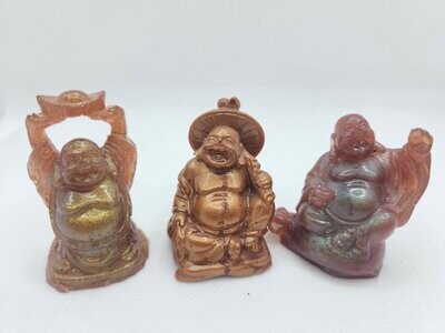 Trio petits bouddhas porte bonheur