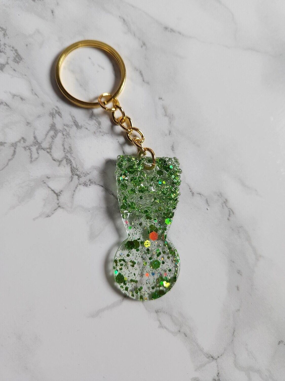 Jeton de caddie vert et paillettes avec cristaux petit