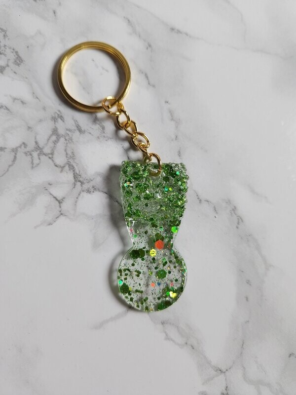 Jeton de caddie vert et paillettes avec cristaux petit
