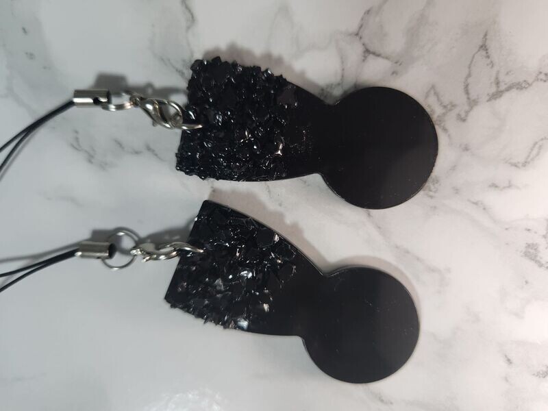 Jeton de caddie noir avec cristaux petit